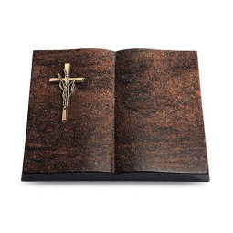 Grabbuch Livre/Englisch-Teak Kreuz/Ähren (Bronze)