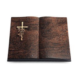 Grabbuch Livre/Englisch-Teak Kreuz/Rose (Bronze)