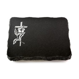 Grabplatte Indisch Black Pure Kreuz 3