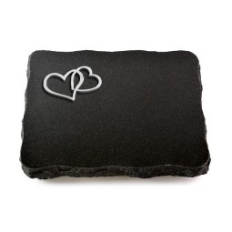 Grabplatte Indisch Black Pure Herzen (Alu)