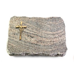 Grabplatte Juparana/Pure Kreuz/Ähren (Bronze)