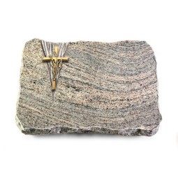 Grabplatte Juparana/Delta Kreuz/Ähren (Bronze)