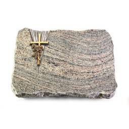 Grabplatte Juparana/Delta Kreuz/Rose (Bronze)