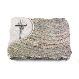 Grabplatte Juparana/Folio Kreuz/Ähren (Alu)