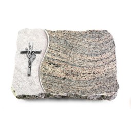 Grabplatte Juparana/Wave Kreuz/Ähren (Alu)