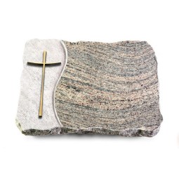 Grabplatte Juparana/Wave Kreuz 2 (Bronze)