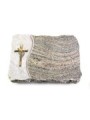 Grabplatte Juparana/Wave Kreuz/Ähren (Bronze)