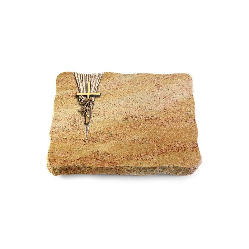 Grabplatte Kashmir/Delta Kreuz/Rose (Bronze)