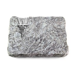 Grabplatte Marina Blue/Delta Kreuz/Rose (Alu)