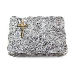 Grabplatte Marina Blue/Delta Kreuz/Ähren (Bronze)