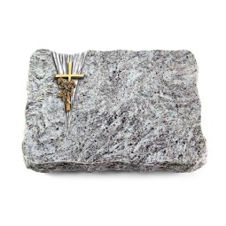 Grabplatte Marina Blue/Delta Kreuz/Rose (Bronze)