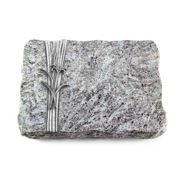 Grabplatte Marina Blue/Strikt Lilienzweig (Alu)