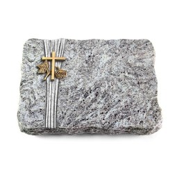 Grabplatte Marina Blue/Strikt Kreuz 1 (Bronze)