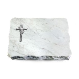 Grabplatte Omega Marmor/Pure Kreuz/Ähren (Alu)