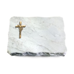 Grabplatte Omega Marmor/Pure Kreuz/Ähren (Bronze)