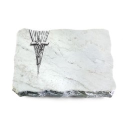 Grabplatte Omega Marmor/Delta Kreuz/Ähren (Alu)