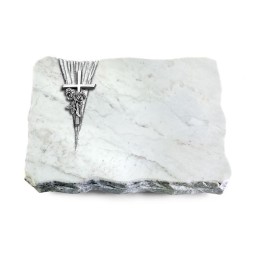 Grabplatte Omega Marmor/Delta Kreuz/Rose (Alu)