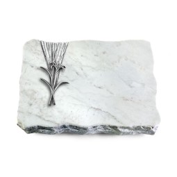 Grabplatte Omega Marmor/Delta Lilienzweig (Alu)