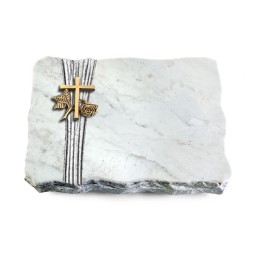 Grabplatte Omega Marmor/Strikt Kreuz 1 (Bronze)