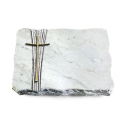 Grabplatte Omega Marmor/Strikt Kreuz 2 (Bronze)