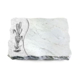 Grabplatte Omega Marmor/Wave Ähren 2 (Alu)