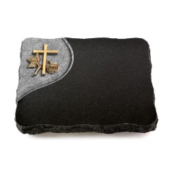 Grabplatte Indisch Black Folio Kreuz 1 (Bronze)