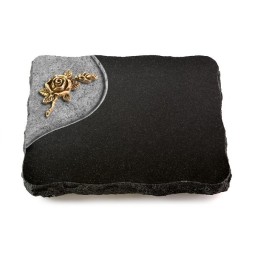 Grabplatte Indisch Black Folio Rose 1 (Bronze)