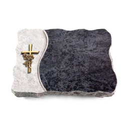 Grabplatte Orion/Wave Kreuz/Rose (Bronze)