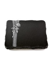 Grabplatte Indisch Black Strikt Rose 2 (Alu)