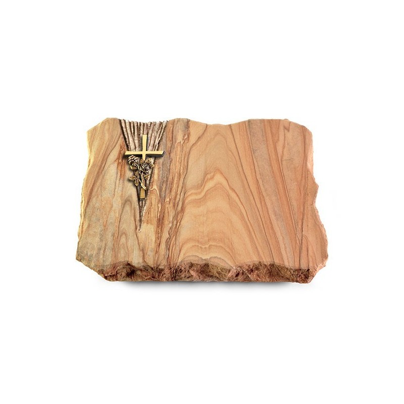Grabplatte Rainbow/Delta Kreuz/Rose (Bronze)