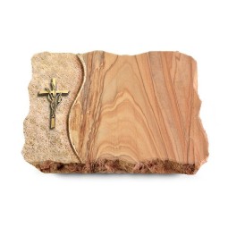 Grabplatte Rainbow/Wave Kreuz/Ähren (Bronze)