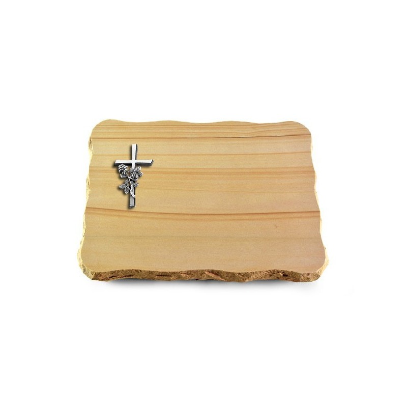 Grabplatte Woodland/Pure Kreuz/Rose (Alu)