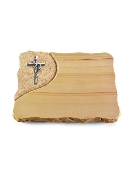 Grabplatte Woodland/Folio Kreuz/Ähren (Alu)