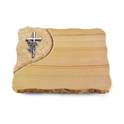 Grabplatte Woodland/Folio Kreuz/Rose (Alu)