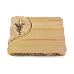 Grabplatte Woodland/Folio Kreuz/Rose (Bronze)