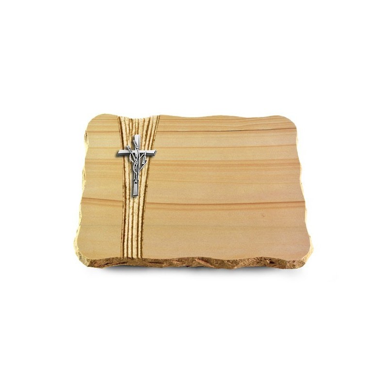 Grabplatte Woodland/Strikt Kreuz/Ähren (Alu)