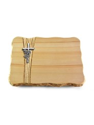 Grabplatte Woodland/Strikt Kreuz/Rose (Alu)