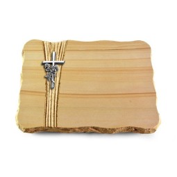 Grabplatte Woodland/Strikt Kreuz/Rose (Alu)