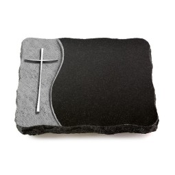 Grabplatte Indisch Black Wave Kreuz 2 (Alu)