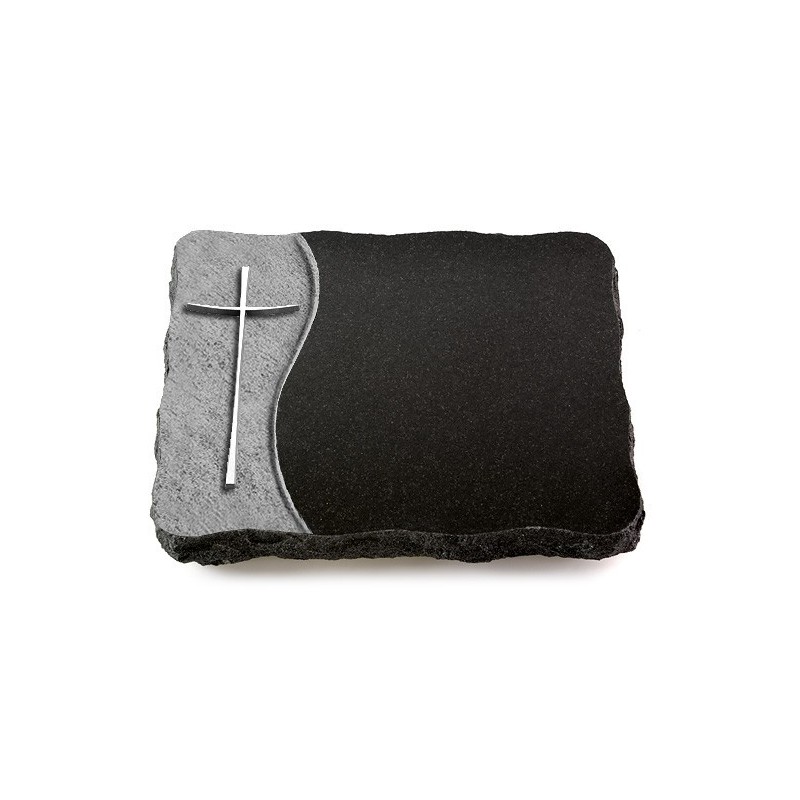 Grabplatte Indisch Black Wave Kreuz 2 (Alu)