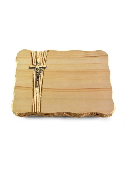 Grabplatte Woodland/Strikt Kreuz/Ähren (Bronze)