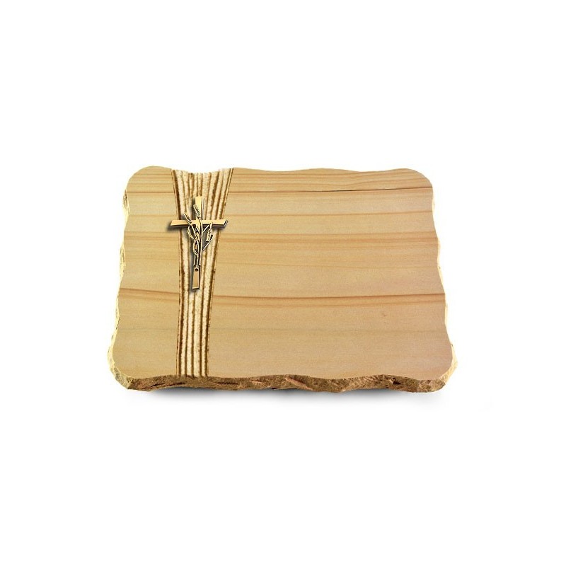 Grabplatte Woodland/Strikt Kreuz/Ähren (Bronze)