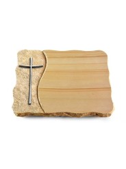 Grabplatte Woodland/Wave Kreuz 2 (Alu)