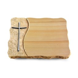 Grabplatte Woodland/Wave Kreuz 2 (Alu)