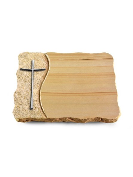 Grabplatte Woodland/Wave Kreuz 2 (Alu)