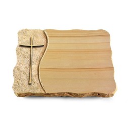 Grabplatte Woodland/Wave Kreuz 2 (Bronze)