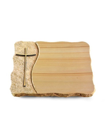 Grabplatte Woodland/Wave Kreuz 2 (Bronze)