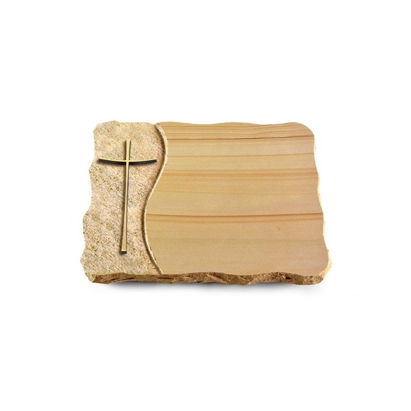 Grabplatte Woodland/Wave Kreuz 2 (Bronze)