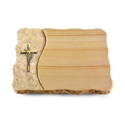 Grabplatte Woodland/Wave Kreuz/Ähren (Bronze)