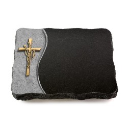 Grabplatte Indisch Black Wave Kreuz/Ähren (Bronze)